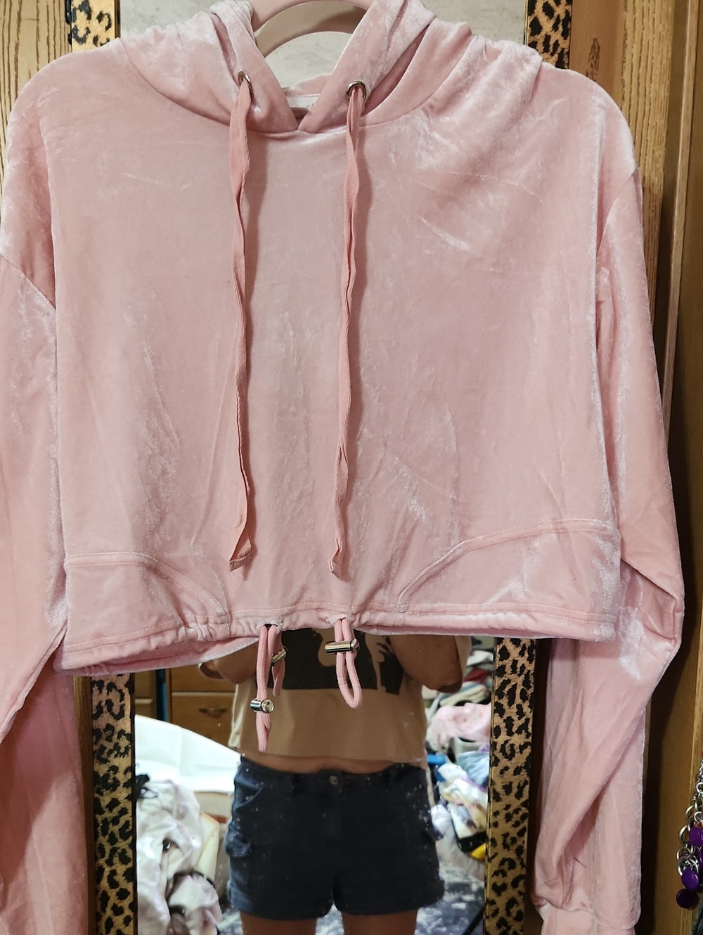 Rose Velvet Velvet Rose Pink Cropped Hoodie And Pants by Rose Velvet - Picture 1 of 6